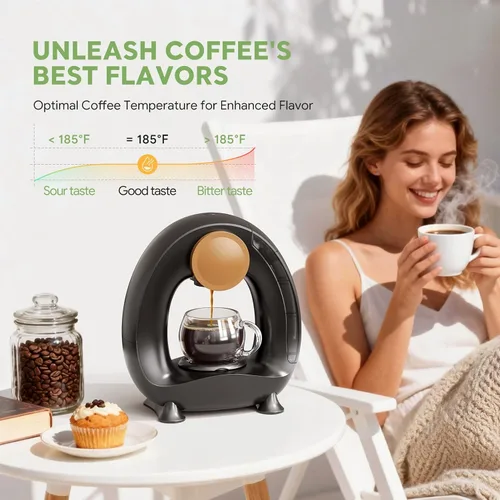 Miniatura 4 de Cafetera de una sola porción 2 en 1, cafetera rápida de 1400 W para cápsulas K-Cup y café molido, cafetera americana y de té de un solo toque con 2