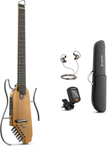 Miniatura 9 de Donner HUSH I Guitarra Para Viajar - Guitarra Acústica-Eléctrica Sin Cabeza Portátil Ultraligera y de Rendimiento Silencioso, Cuerpo de Caoba