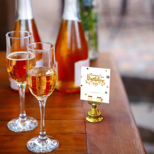 Miniatura 4 de Paquete de 12 tarjeteros dorados de mesa y tarjeteros de lugar – Elegantes soportes para números de mesa para bodas, eventos y fiestas – Tarjetero