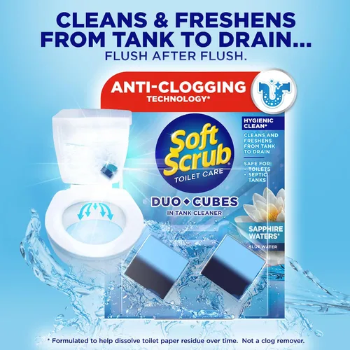 Miniatura 4 de Soft Scrub DuoCubes Limpiador de inodoro en tanque, 2 unidades, aguas de zafiro (paquete de 7)