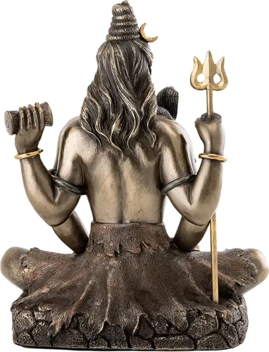 Miniatura 3 de Top Collection Estatua de Shiva en Padmasana Lotus Pose-Hindú Dios de destruir el mal, la ignorancia y la escultura de la muerte, figura