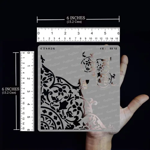 Miniatura 3 de CrafTreat Plantillas de esquina reutilizables para pintar en madera, lienzo, papel, tela, piso, pared y azulejos, esquina floreciente, 6 x 6