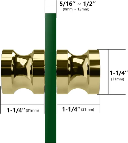 Miniatura 3 de CKB Pomo de puerta de cristal de ducha, tirador de doble cara para vidrio de 5/16"~1/2", acero inoxidable con superficie dorada pulida, manija