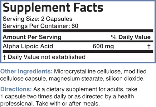 Miniatura 6 de Bronson Ácido alfa lipoico 600 mg eliminador de radicales libres apoya la salud antioxidante, sin OMG, 120 cápsulas vegetarianas (60 porciones)