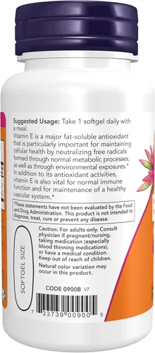 Miniatura 3 de NOW Foods Suplementos, Vitamina E-1,000 UI Tocoferoles Mixtos, Protección Antioxidante*, 50 Cápsulas Blandas