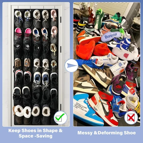 Miniatura 6 de Organizador de zapatos con 35 bolsillos grandes para puerta, estante porta zapatos con bolsillos de malla, organizador de zapatos colgante de gran