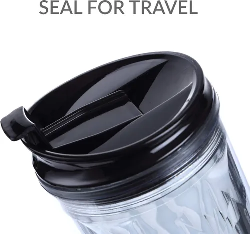 Miniatura 2 de Vaso para batido de cristal con cierre y bloqueo para bebidas frías y calientes Cupture, de 22 oz, Negro diamond