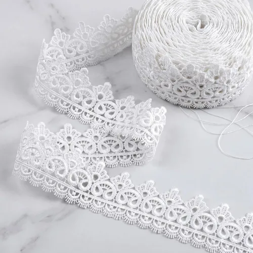 Miniatura 6 de Cinta de encaje blanco de 7 yardas para costura, manualidades, disfraces, vestidos, decoración del hogar