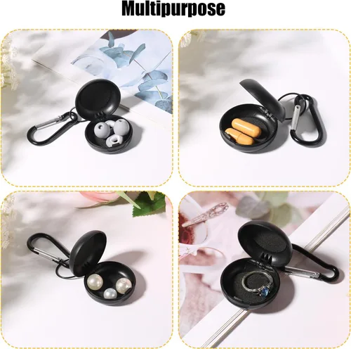 Miniatura 5 de Estuche de transporte para tapones de oído, caja de almacenamiento portátil con llavero de viaje, organizador de auriculares, estuche
