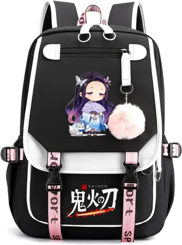 Miniatura 11 de Mochila de anime para niñas con puerto de carga USB 20L, mochila escolar para adolescentes, mochila grande para computadora portátil para viajes uso