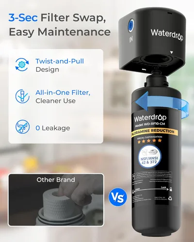 Miniatura 8 de Waterdrop 10UB-CM Filtro de Agua Bajo Fregadero de 6 Meses (Incluye: Sistema + Grifo) para 99% Reducción de Cloramina - Ideal para California