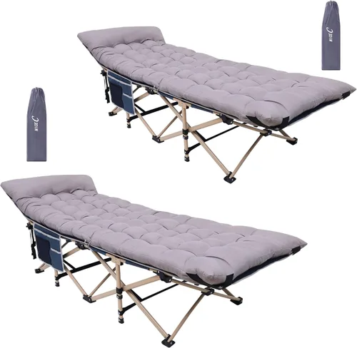 Miniatura 10 de Nice C Catres de camping con cojín, catres de camping con colchón, para adultos, catre plegable, con almohada, bolsa de transporte y bolsillo