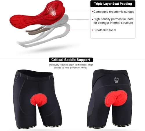 Miniatura 2 de Sportneer Padded Bike Shorts for Men - 4D Padding Mens Bicycle Cyling Tights Clothing for Road Bike Breathable Absorbent