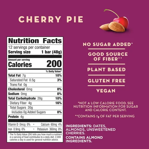 Miniatura 2 de Larabar Cherry Pie - Barras de frutas y nueces, sin gluten y veganas, 10.2 onzas, 6