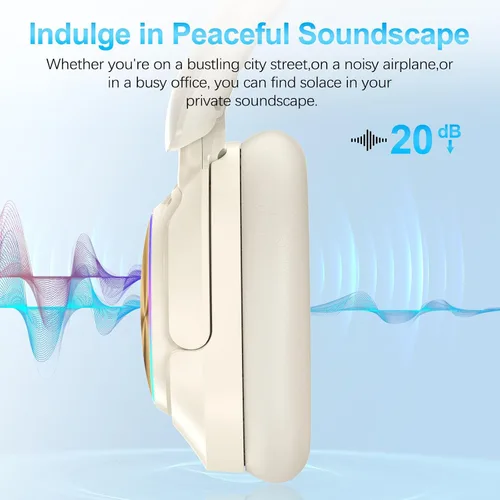 Miniatura 5 de Auriculares inalámbricos Bluetooth con cancelación de ruido con micrófono, tiempo de reproducción de 65 horas, llamadas claras, ajuste cómodo