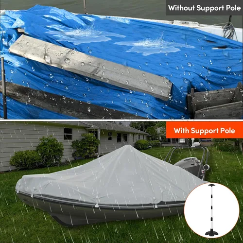 Miniatura 7 de Paquete de 2 postes de soporte para cubierta de barco, poste de soporte de aluminio ajustable en altura con base de goma antideslizante, sistema