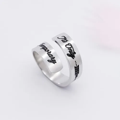 Miniatura 29 de HOFOYA Anillos inspiradores ajustables de acero inoxidable, anillos de grabado, joyería motivacional, graduación, San Valentín, regalos
