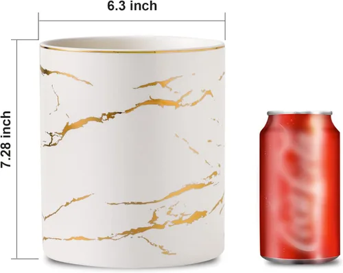 Miniatura 5 de Soporte para utensilios de cocina de mármol de 7 pulgadas, organizador grande de utensilios de cocina, de mármol dorado y blanco, soporte