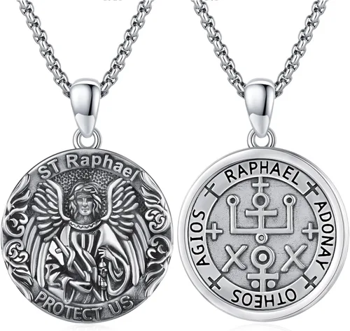 Miniatura 240 de Collar con colgante de plata de ley 925 con medalla de San Patrón, joyería religiosa para hombres y mujeres, con cadena de acero inoxidable 316L