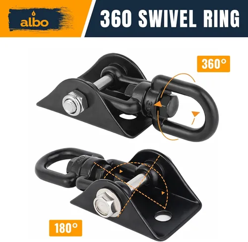 Miniatura 3 de Albo Gancho para colgar en el techo de 2650 libras para hamaca y columpio de porche, soporte resistente giratorio de 360° con mosquetón