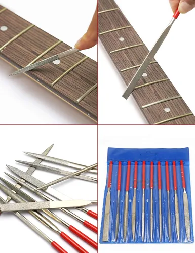 Miniatura 4 de Harrier Juego de 10 piezas de limas de tuerca de guitarra para reparación de guitarra.