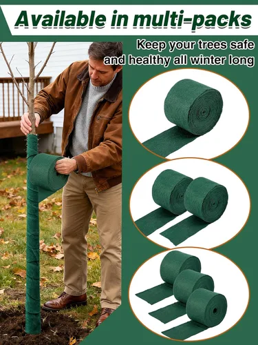 Miniatura 6 de ANPHSIN Protector de árbol para protección contra la congelación en invierno, 65 pies x 2 piezas, protector de corteza de tronco transpirable