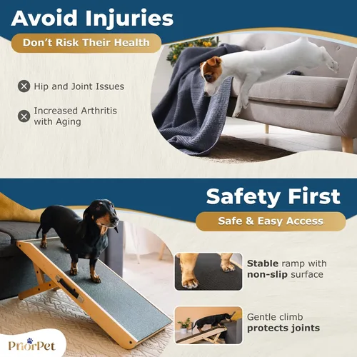 Miniatura 6 de Rampa para perros para sofá – Antideslizante, construcción resistente, rampa para perros plegable – Soporta hasta 200 libras – Ajustable de 7'' a