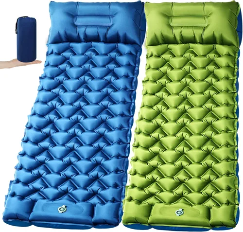 Miniatura 18 de Almohadilla de dormir para camping Oramoose, colchón inflable ultraligero de 4 pulgadas de grosor con almohada, almohadilla de dormir con bomba