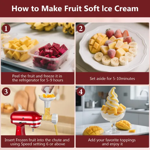 Miniatura 2 de Máquina de servir suave de frutas congeladas para mezclador Kitchenaid, accesorio para máquina de helados sin lácteos, yogur congelado y máquina