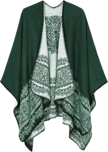Miniatura 30 de Chales cálidos para mujer, cárdigan con frente abierto, estilo vintage, poncho