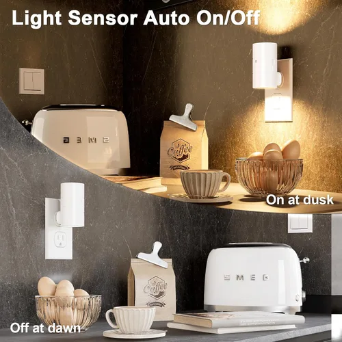 Miniatura 3 de NIORSUN Luces nocturnas enchufables en la pared, regulables con 3 modos de color y sensor de encendido y apagado automático, lámpara nocturna Blanco