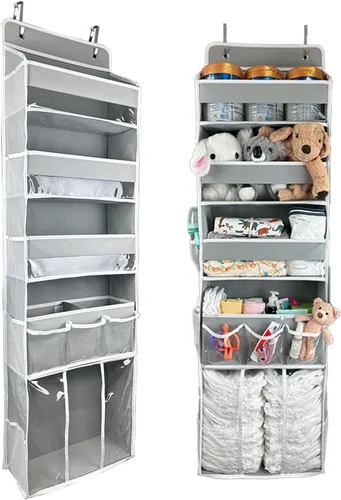 Miniatura 7 de Organizador de almacenamiento para colgar en puerta, con 3 compartimentos, 1 organizador de pañales para bebé móvil, 1 organizador de almacenamiento
