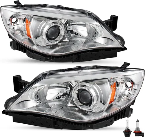 Miniatura 15 de SOCKIR - Conjunto de faros delanteros halógenos compatible con Subaru Impreza WRX Outback Sport 2008-2011, faro proyector con carcasa cromada