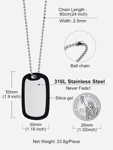 Miniatura 5 de Richsteel - Placa de identificación estilo Hip Hop militar para collar, fibra de carbón, colgante de bibliabala, para mujeres y hombres joya