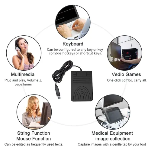 Miniatura 3 de Pedal de pie USB, teclado programable, ratón, interruptor personalizado, tecla de acceso directo de tecla rápida para girador de páginas