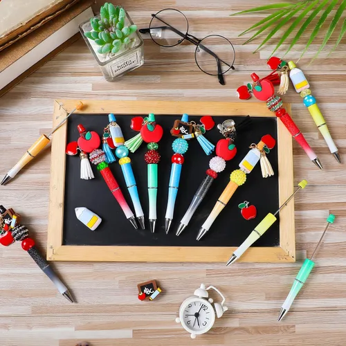 Miniatura 2 de Jutom 12 Bolígrafos de Maestro con Cuentas con 50 Cuentas Coloridas 12 Borlas 12 Colgantes Cuenta Focal de Silicona para Kit de Manualidades DIY