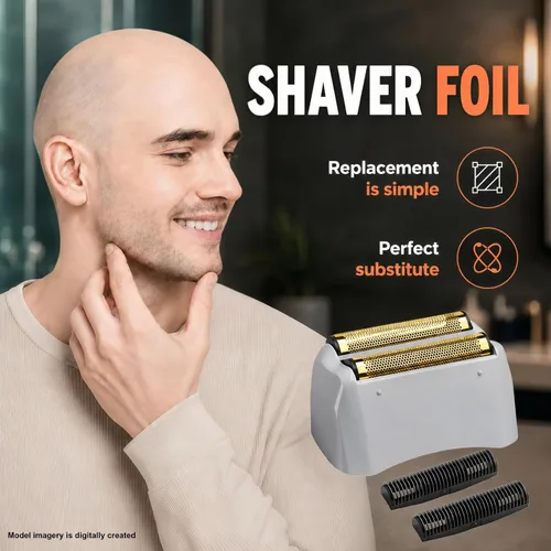 Miniatura 2 de Paquete de 3 láminas de repuesto para afeitadora Pro y cortadoras compatibles con andis No.17150/17155/17200 ProFoil de repuesto de litio dorado
