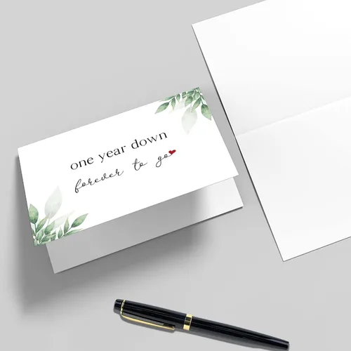 Miniatura 2 de Qiliji Tarjeta Romántica de 1er Aniversario, Tarjeta de Feliz 1er Aniversario para Él Ella, Tarjeta de Aniversario de Boda de Primer Año, 1 Año