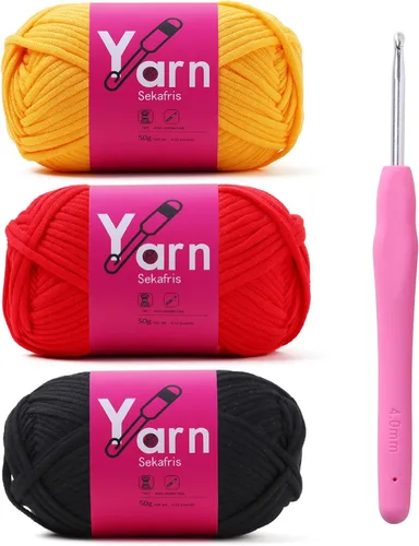 Miniatura 40 de Hilo de Crochet con Hilo de Algodón para Crochet – Hilos de Crochet Tejido para Principiantes con Puntadas Fáciles de Ver – Hilo para Crochet