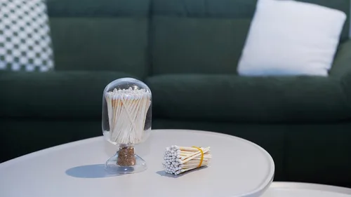 Miniatura 3 de Cerillas blancas incluidas (100 piezas), portacerillas de vidrio con encendedor, campana de vidrio para cerillas con encendedor, cerillas largas