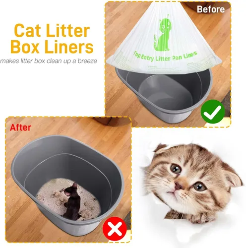 Miniatura 5 de Revestimientos para cajas de arena para gatos compatibles con el modelo de bandejas de arena de entrada superior, resistentes a desgarros, 25 bolsas