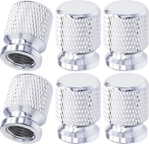 Miniatura 46 de 4 piezas de tapas de válvula de rueda con estilo púas, cubiertas universales de válvula de rueda de aleación de aluminio a prueba de polvo