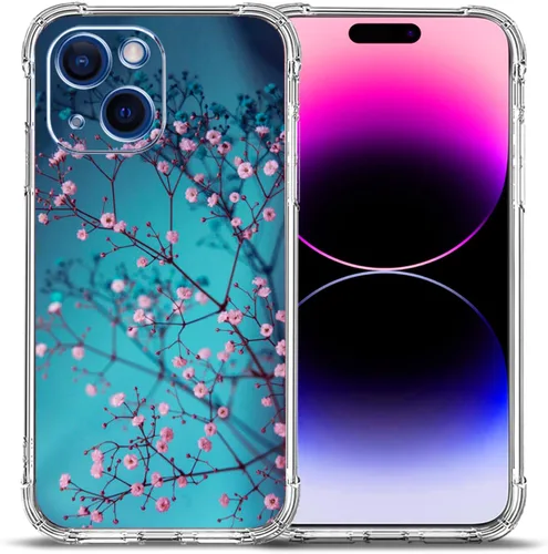 Miniatura 32 de Funda para iPhone 15, colorida mariposa flores protección contra caídas a prueba de golpes TPU cuerpo completo protector resistente a los arañazos