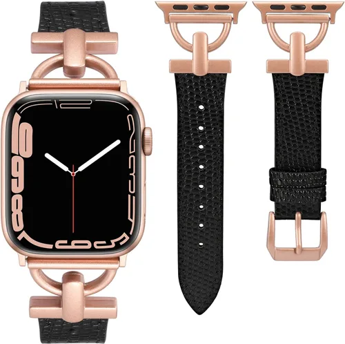 Miniatura 21 de Wearlizer Correa de cuero compatible con correas de Apple Watch para mujeres de 1.614 in, 1.575 in, 1.496 in, 1.929 in, 1.811 in, 1.772 in, 1.732