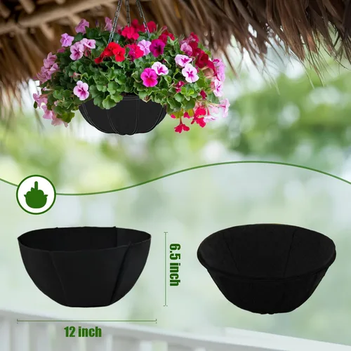 Miniatura 3 de hehimhis 4 piezas de 12 pulgadas redondas no tejidas para macetas, forros de tela para cestas colgantes, revestimiento de fibra de coco de repuesto