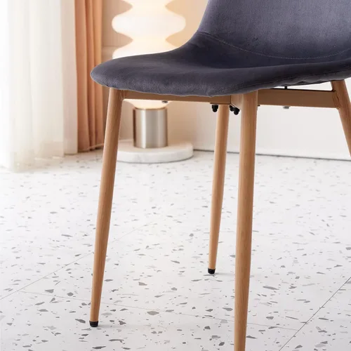 Miniatura 8 de Symylife Juego de 4 sillas de comedor de terciopelo, sillas de cocina con patas de metal para sala, dormitorio, restaurante, sillas grises