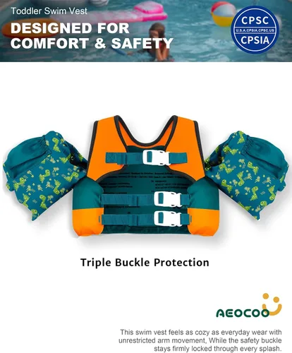 Miniatura 2 de AEOCOO Flotador Saltador de Charco 20-30-50-60-70 Libras, Chaleco de Natación para Niños Pequeños de 1-3-5-6-9 Años, Flotadores de Piscina
