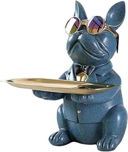 Miniatura 13 de suruim Regalos de Bulldog Francés Portallaves Bandeja para Dulces Decoración del Hogar Estatua de Mayordomo de Resina Cuenco para Llaves Mesa
