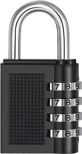 ZHEGE Gym Lock - Candado de combinación de 4 dígitos para casillero, escuela, almacenamiento, habitación, valla, caja de herramientas (negro)