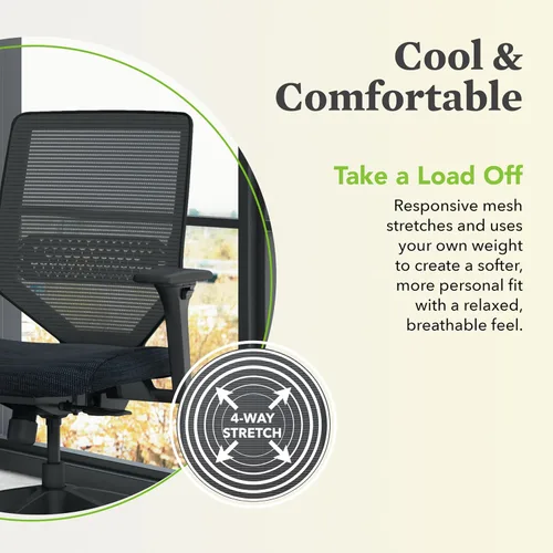 Miniatura 6 de HON Solve - Silla de oficina ergonómica, soporte de malla con respaldo de malla, soporte lumbar ajustable, brazos ajustables en altura, marco